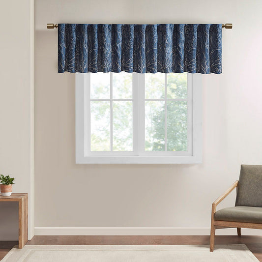 Andora - Embroidered Window Valance - Navy