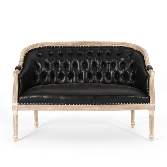 French Country Chesterfield Style Tufted Loveseat Noble House