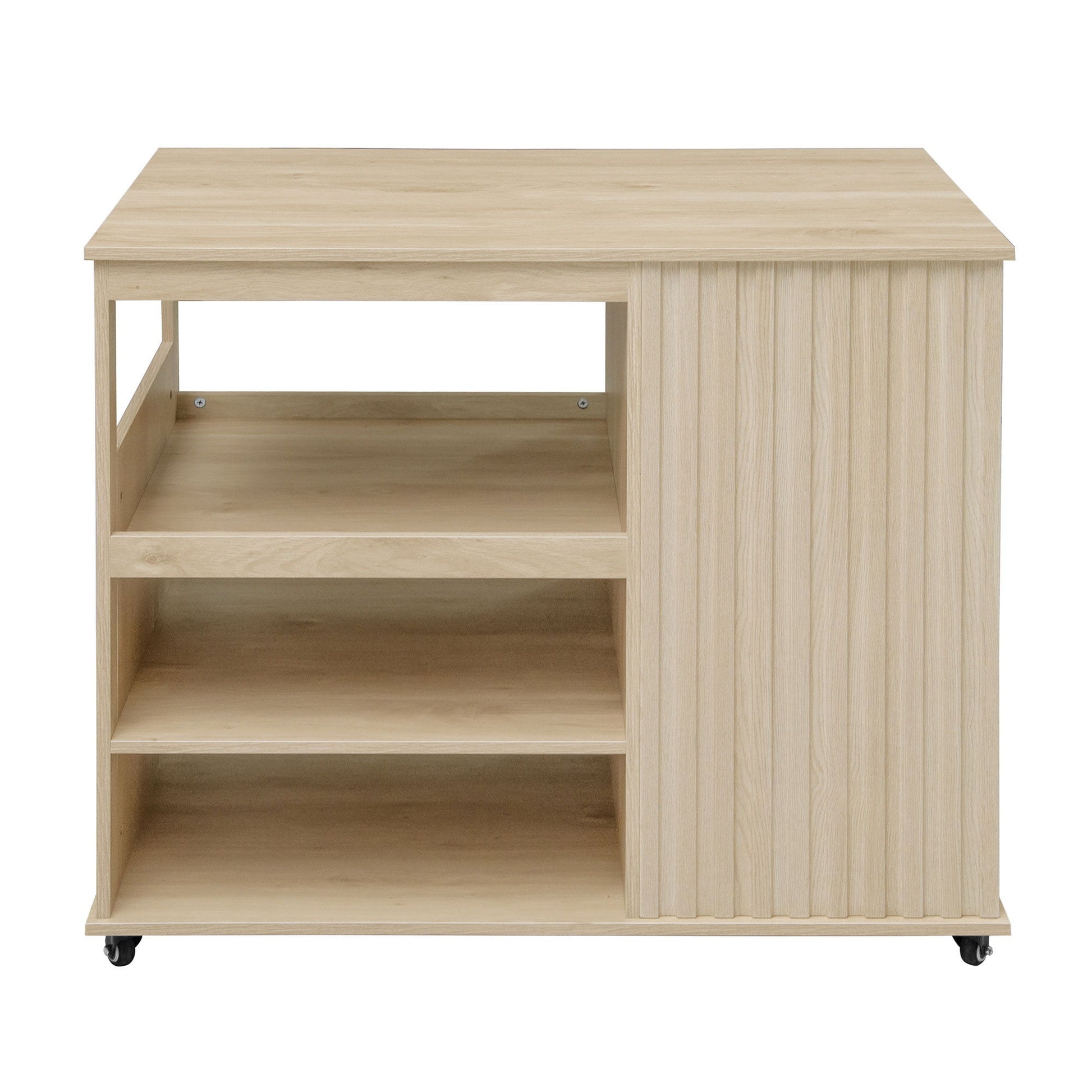 Kitchen Island Cart, Rolling Serving Utility Trolley Cart Modern Kitchen Island With Storage Drawer Wine Rack Lockable Casters, Kitchen Cart For Kitchen, Dining Room, Bar Living Room - Natural Home Essentials