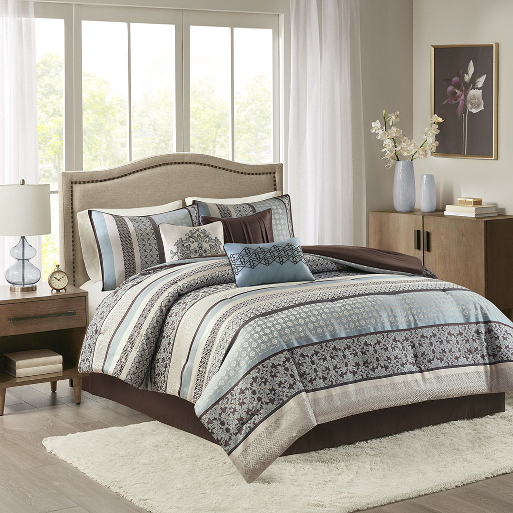 Princeton - California King Piece Comforter (Set of 7) - Blue