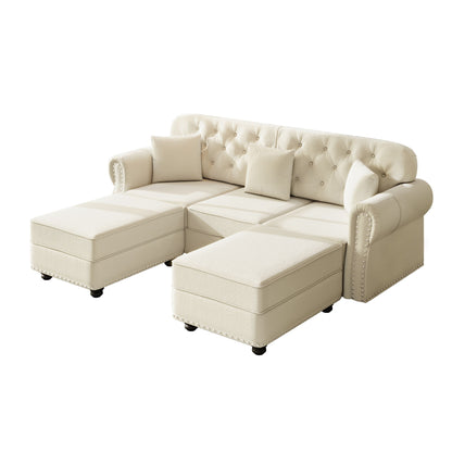 Upholstered Sofa Set With Nailhead Trim And Rolled Armrests, Includes Pillows Home Essentials