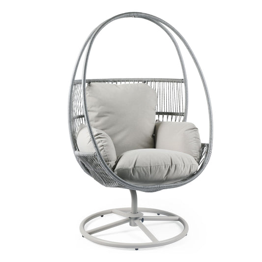 Reno - Outdoor Wicker Swivel Lounge Chair - Light Gray Noble House
