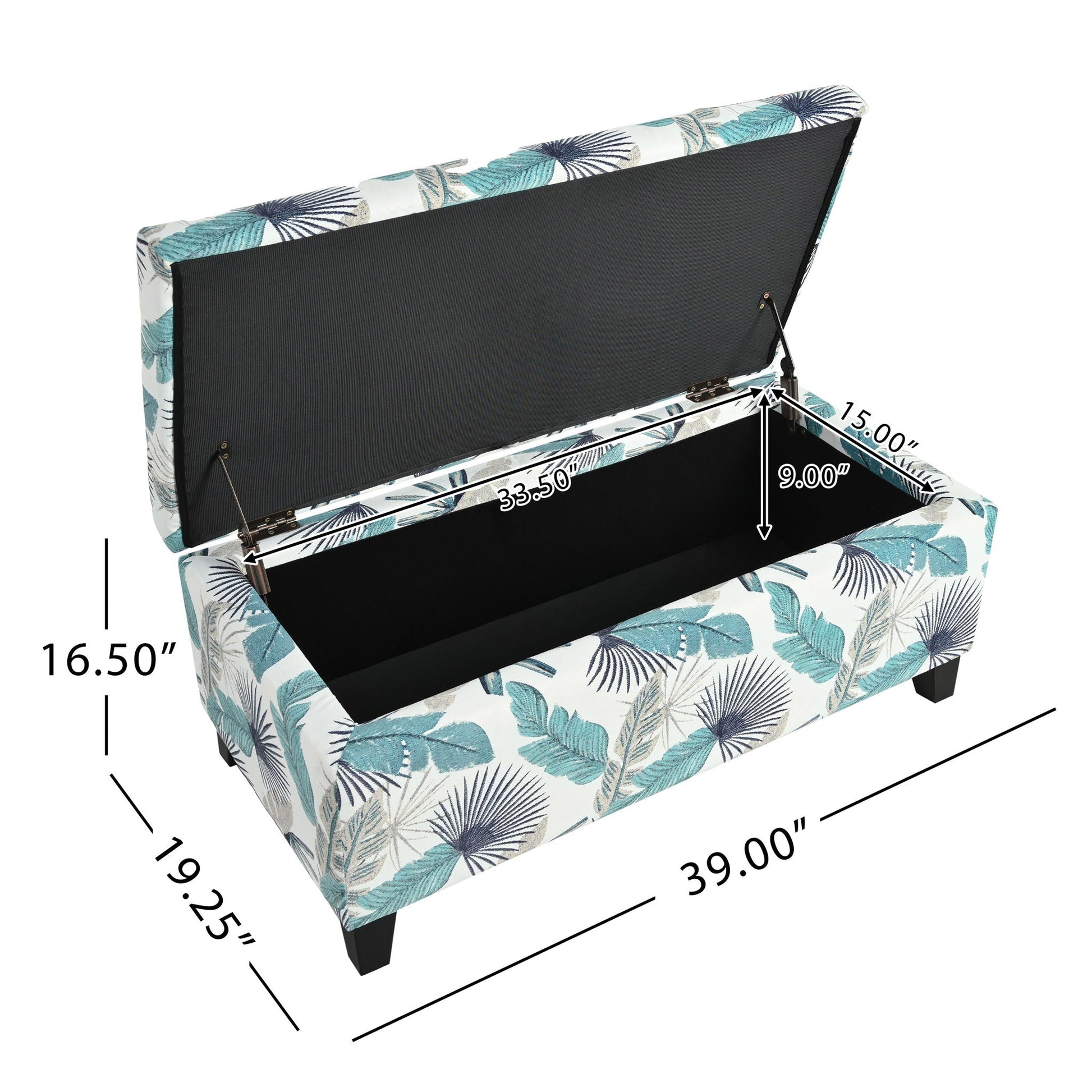Charming Floral Storage Ottoman With Upholstered Fabric Noble House