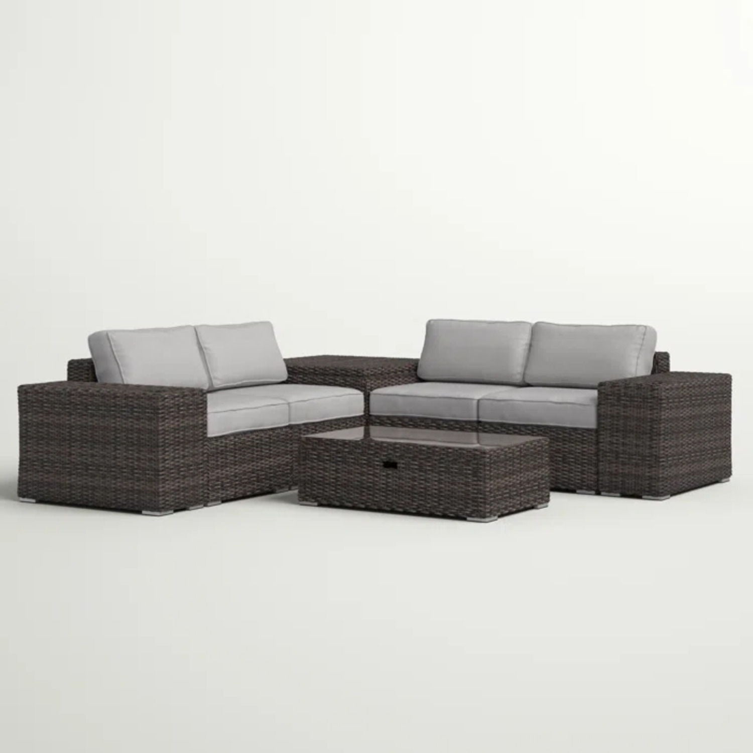 Modern Patio Rattan Sectional Set With Cushions LSI Patio Furniture