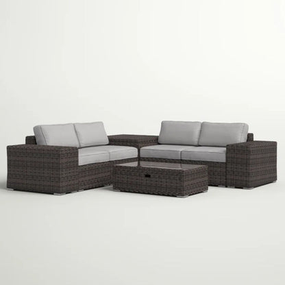 Modern Patio Rattan Sectional Set With Cushions LSI Patio Furniture