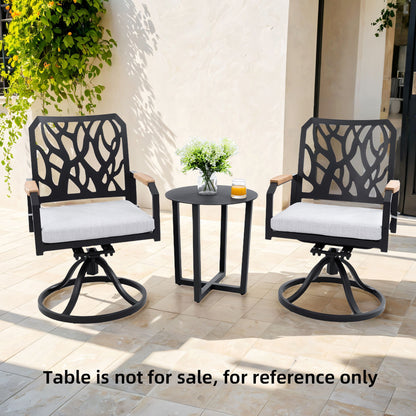 Outdoor Patio Swivel Rocker With Outdoor Grade Sunbrella Cushions, Branch Like Backrest (Set of 2) - Bourbon Brown Life Outside