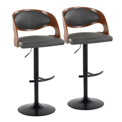 Pino - Mid Century Modern Adjustable Barstool With Swivel With Rounded T Footrest (Set of 2) Lumi Source