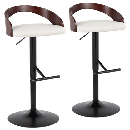 Grotto - Contemporary Adjustable Barstool With Swivel & Straight T Footrest (Set of 2) Lumi Source