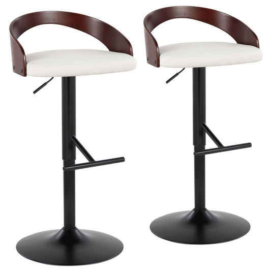 Grotto - Contemporary Adjustable Barstool With Swivel & Straight T Footrest (Set of 2) Lumi Source