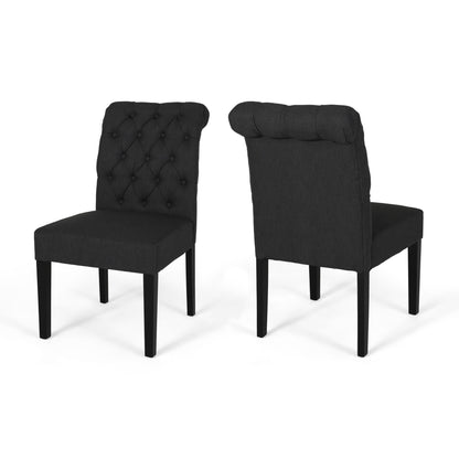 Broxton - Tuft Dining Rolltop Chairs With Button Tufted Backrest (Set of 2) Noble House