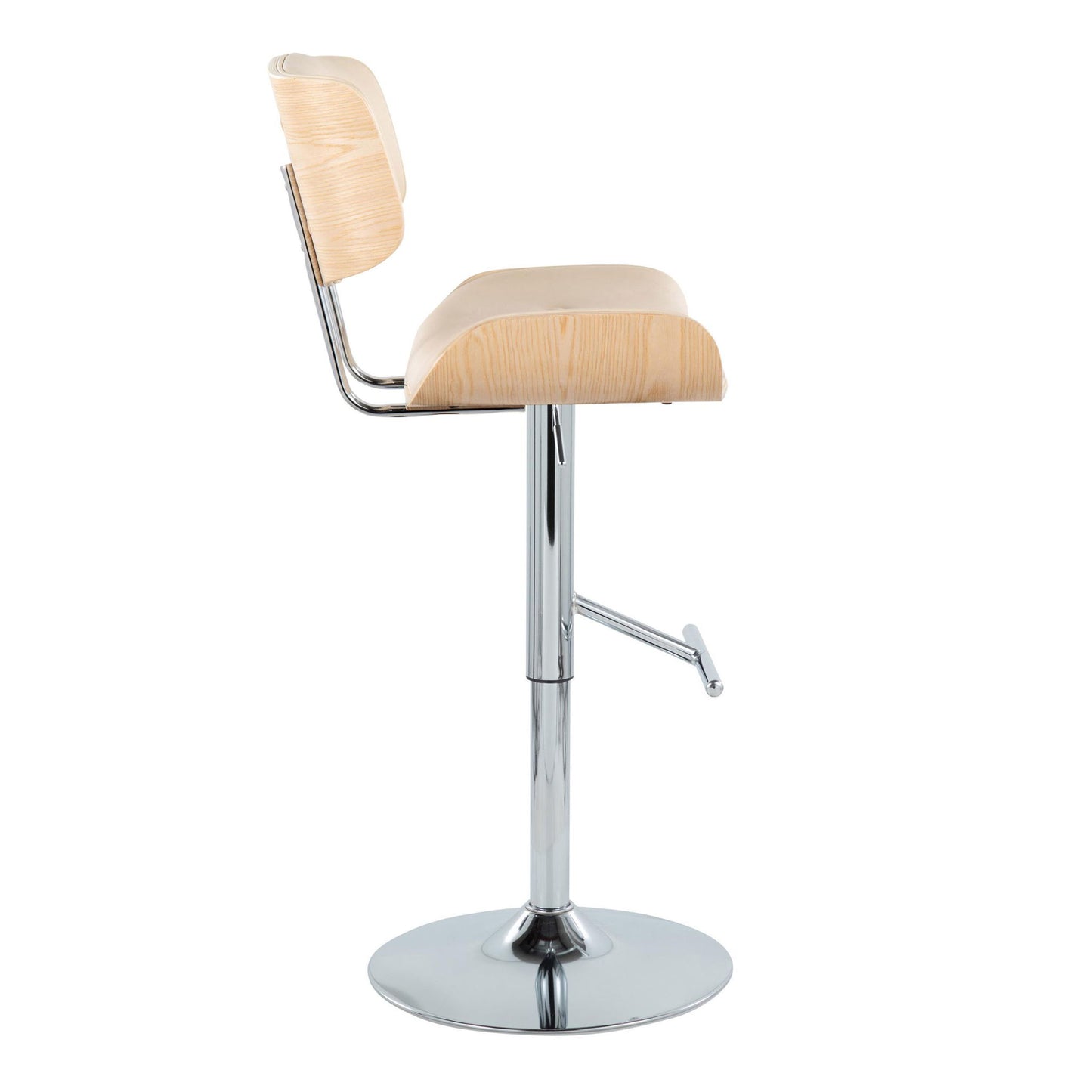 Lombardi - Contemporary Adjustable Barstool With Swivel With Straight T Footrest (Set of 2) Lumi Source
