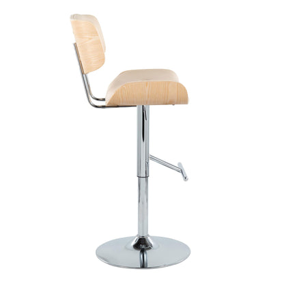 Lombardi - Contemporary Adjustable Barstool With Swivel With Straight T Footrest (Set of 2) Lumi Source