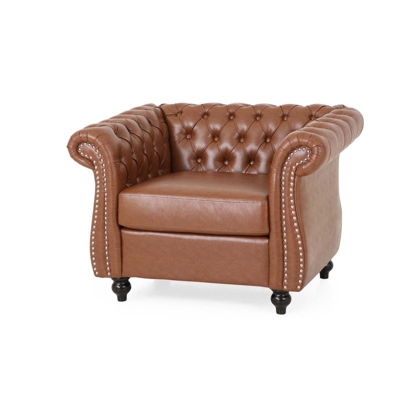 Tufted Accent Chair, Living Room - Light Brown