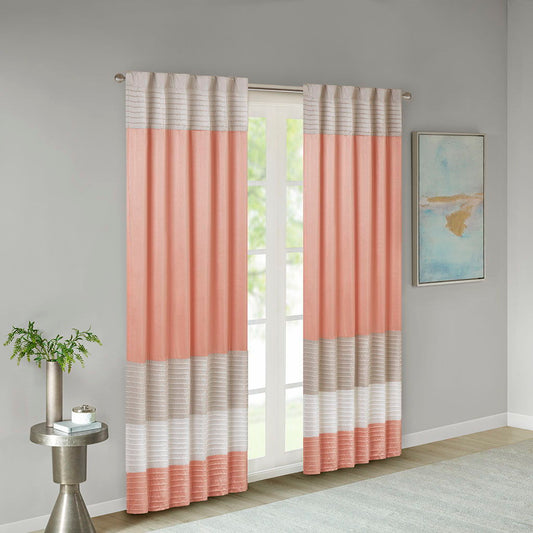 Amherst - Polyoni Pintuck Window Panel - Coral