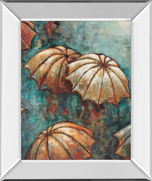 Umbrellas By Heath - Mirror Framed Print Wall Art - Blue