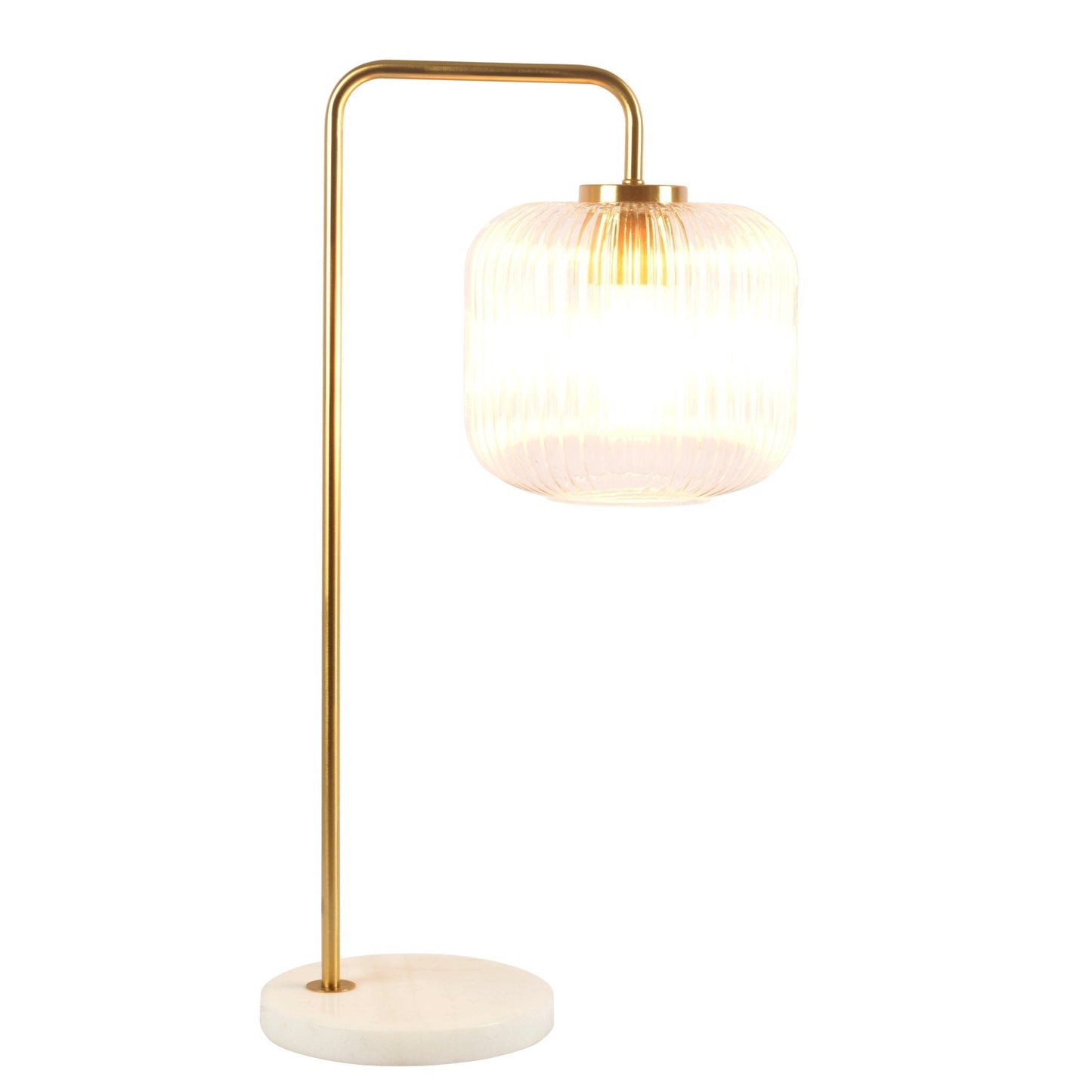 Haven - Clear Table Lamp, Button Control - Gold / White / White Marble Ashcroft Furniture