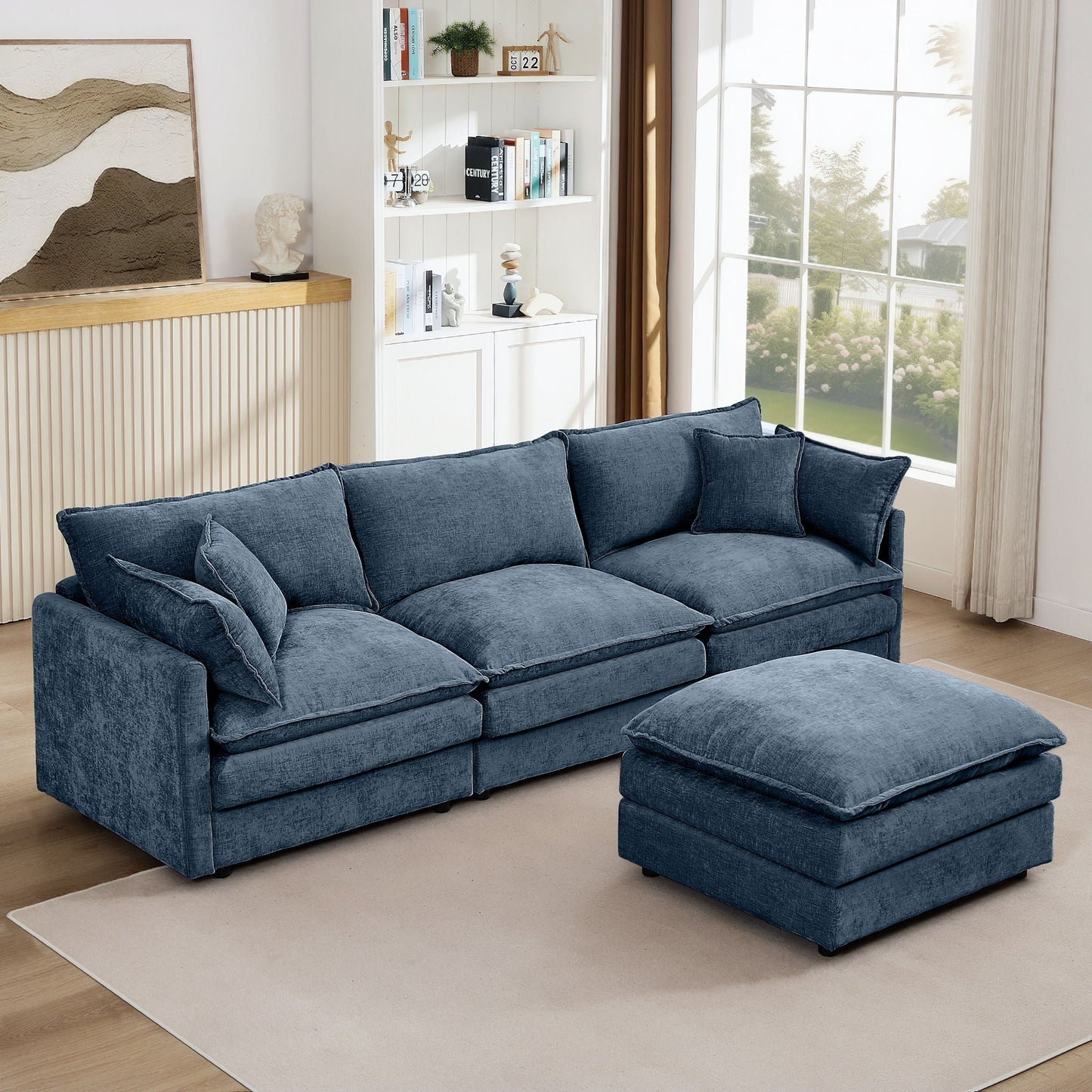 Modular L-Shaped Sectional Sofa With Movable Ottoman Home Essentials