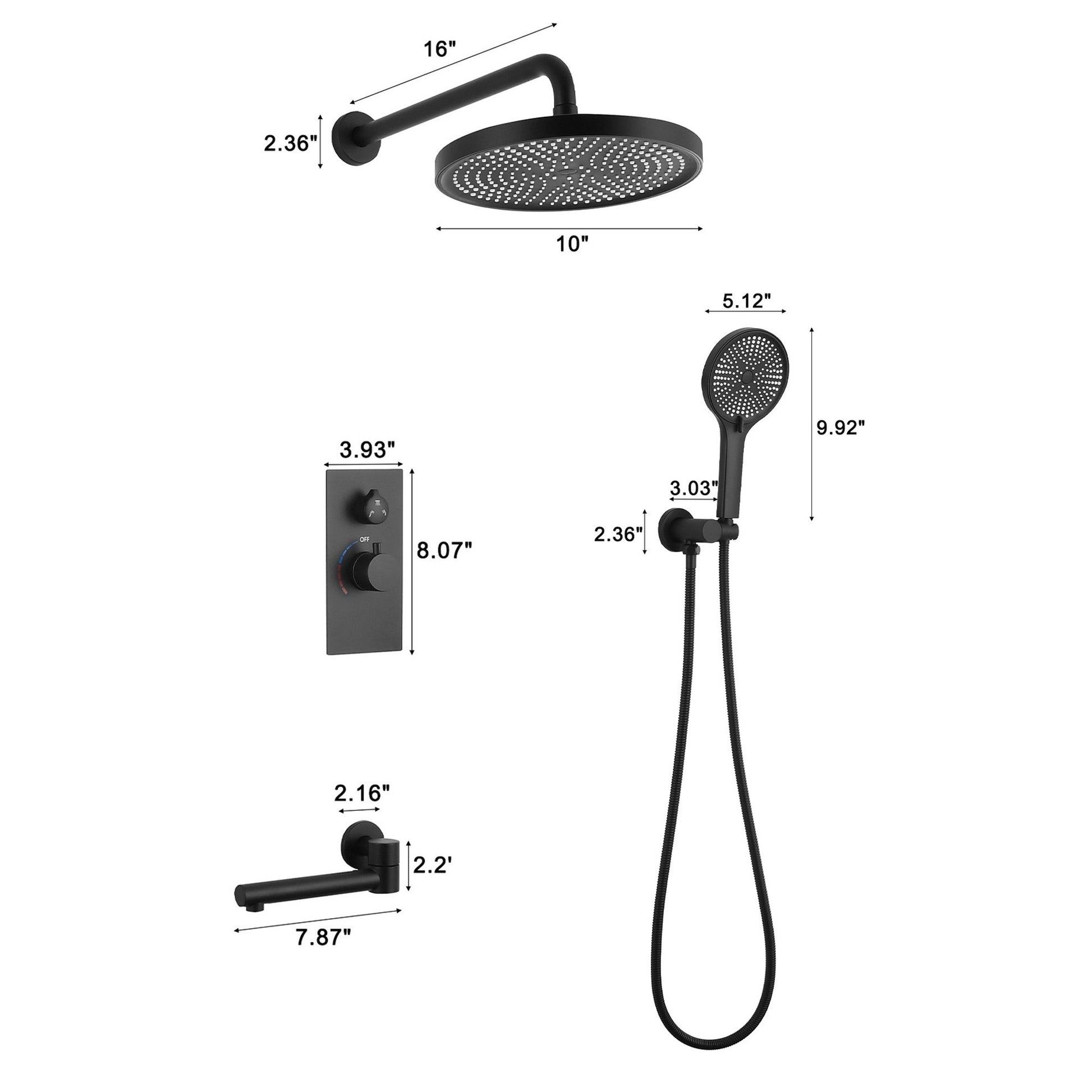 10" Shower System Set With Control Valve And Overhead Shower Daily Nest