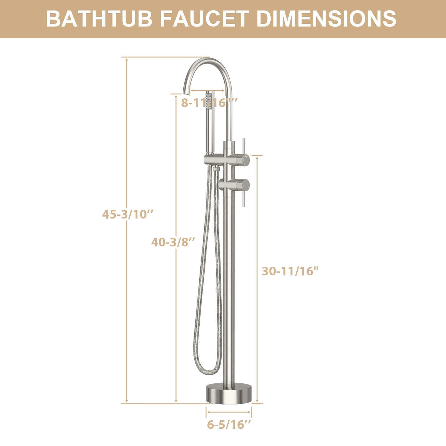 Freestanding Bathtub Faucet Floor Mount Tub Filler With Swivel Gooseneck Spout And Cylinder Handheld Daily Nest