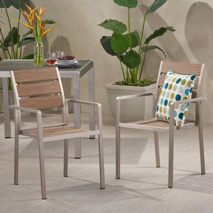 Dreamlan - Outdoor Aluminum Dining Chair (Set of 2) Noble House