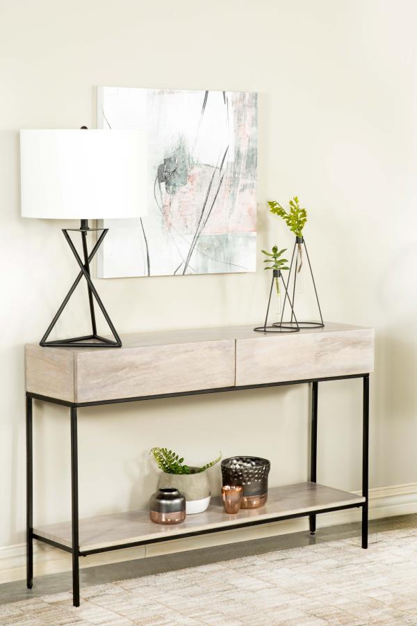Rubeus - 2-Drawer Wood Entryway Console Table - White Washed CoasterEssence
