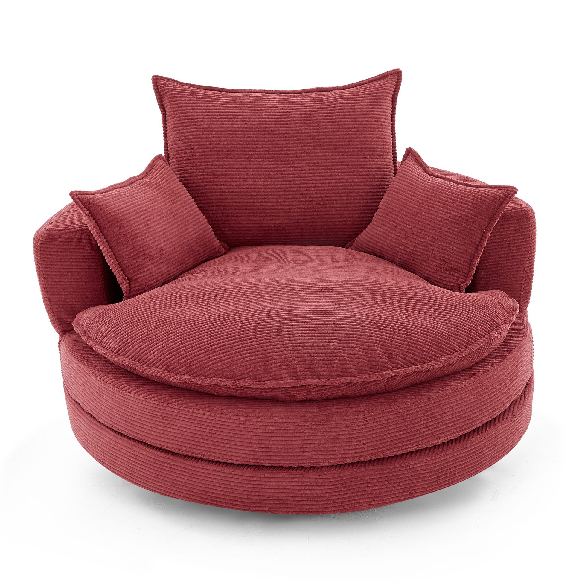 360° Swivel Accent Barrel Chair With Dual Layer Cushion And 3 Removable Pillows Hearth and Haven