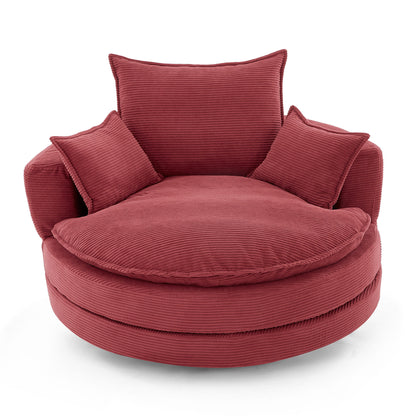 360° Swivel Accent Barrel Chair With Dual Layer Cushion And 3 Removable Pillows Hearth and Haven