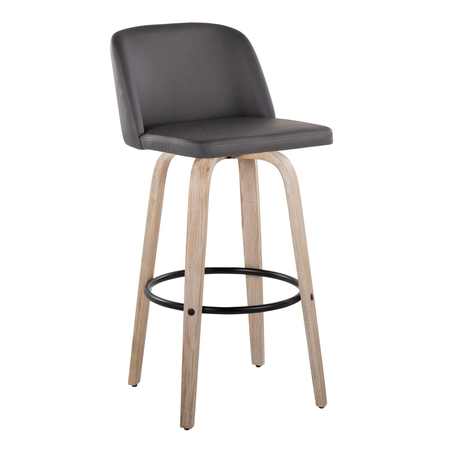 Toriano - Fixed Height Contemporary Barstool With Swivel With Round Footrest (Set of 2) Lumi Source