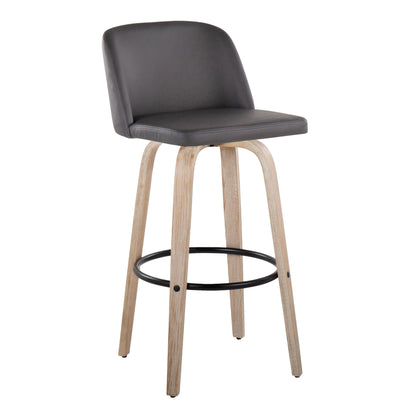 Toriano - Fixed Height Contemporary Barstool With Swivel With Round Footrest (Set of 2) Lumi Source