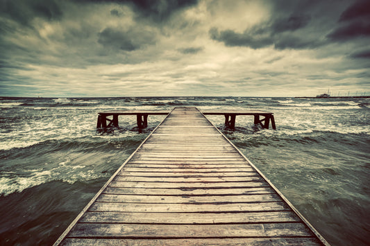 Framed - Cloudy Pier - Blue