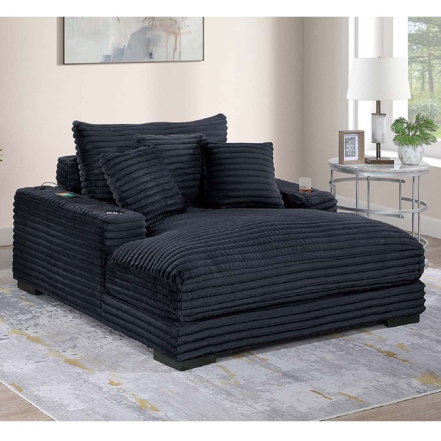 Chaise Lounge With 2 Cup Holders And USB Ports Home Essentials