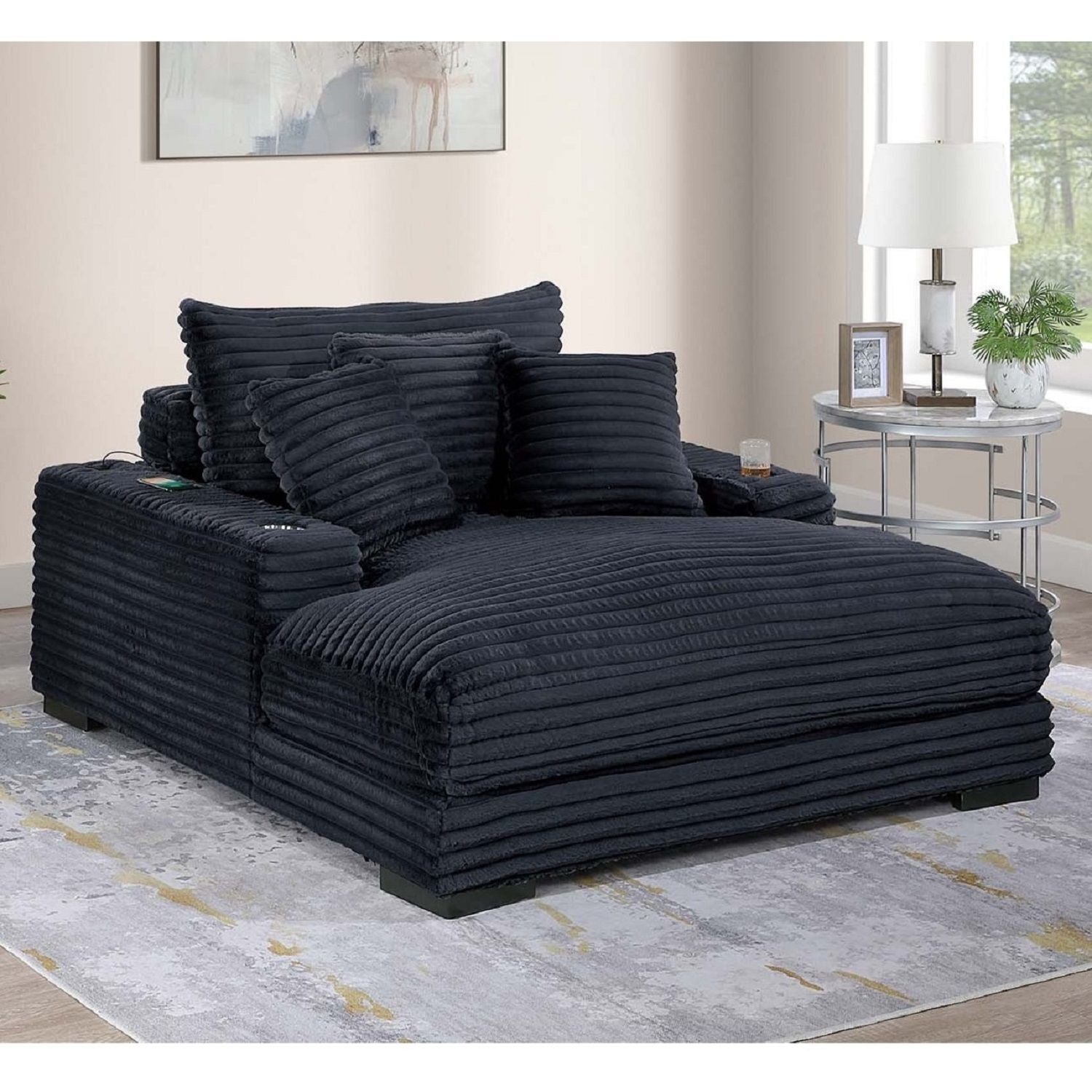 Chaise Lounge With 2 Cup Holders And USB Ports Home Essentials
