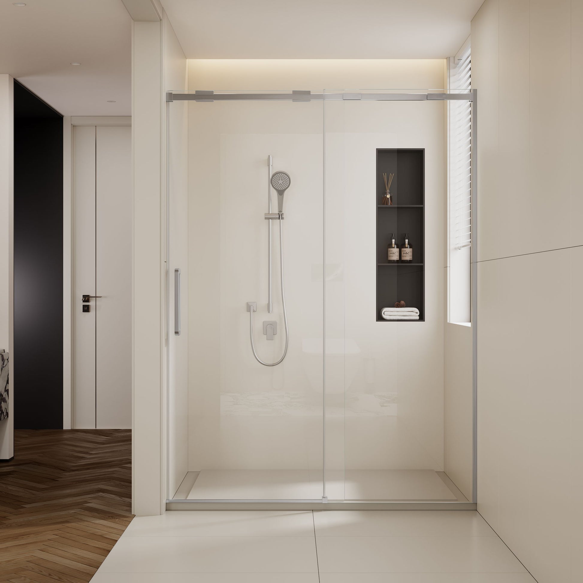 Semi-Frame Single Sliding Shower Door With Clear Tempered Glass Daily Nest