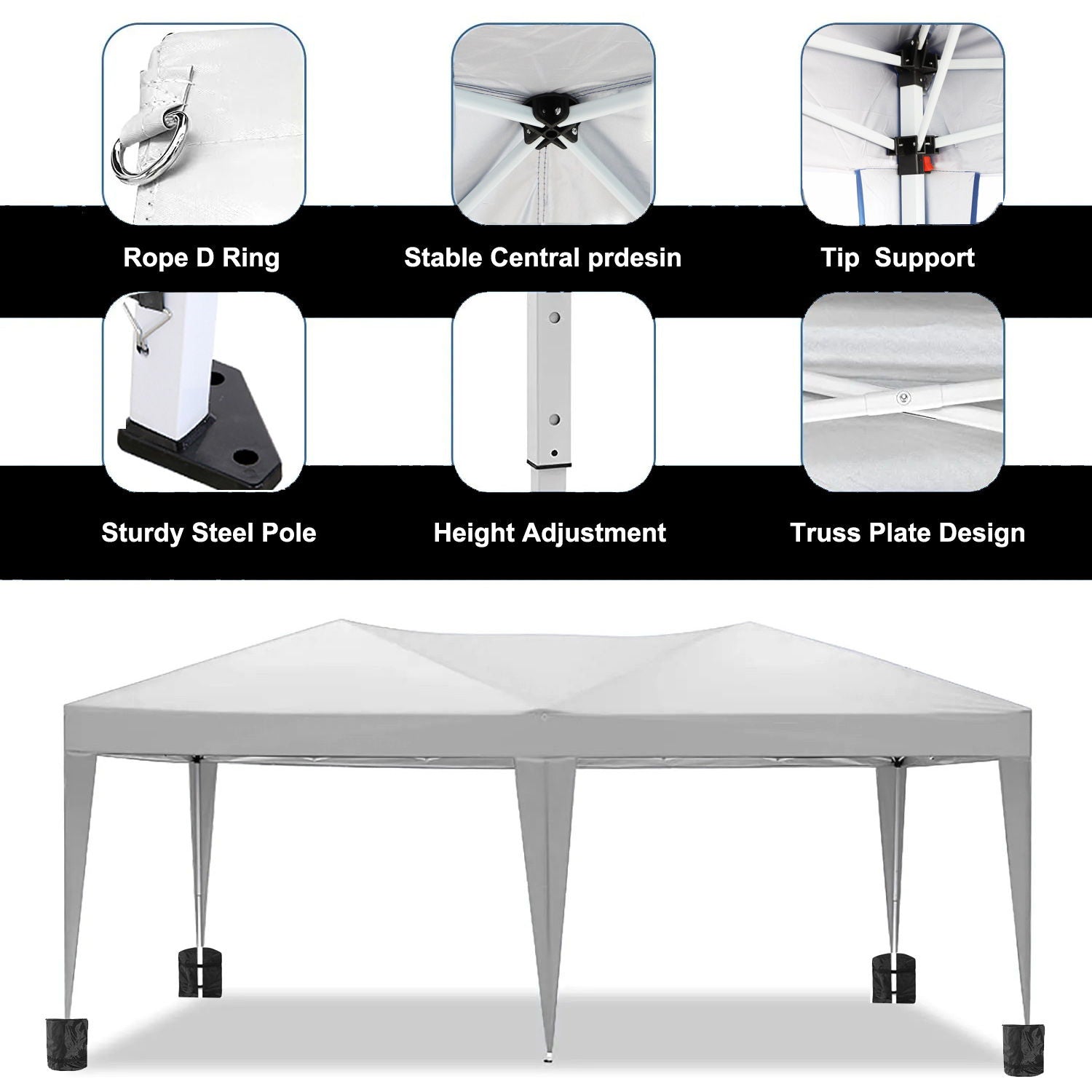 10'X20' Folding Canopy With 6 Removable Sidewalls Outdoor Event Shelter UPF 50+ Gazebo Portable Tents For Parties Beach Camping Wedding Ez Pop Up Canopy Home Essentials