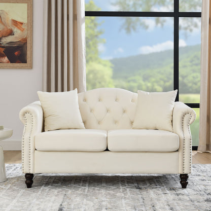 2 Seater Chesterfield Sofa With Rolled Arms And Nailhead Trim For Living Room Home Essentials