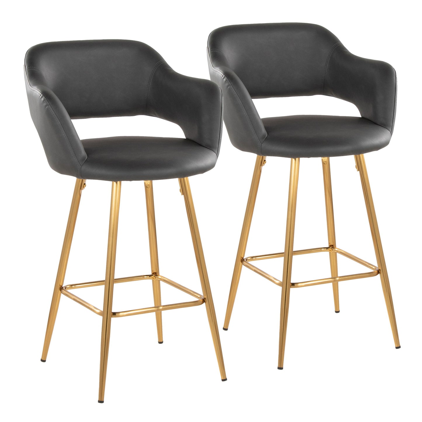 Margarite - Contemporary Fixed Height Counter Stool With Footrest (Set of 2) With Square Lumi Source