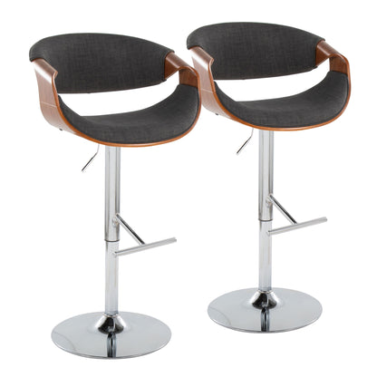 Curvo - Mid Century Modern Adjustable Barstool With Swivel With Straight T Footrest Lumi Source
