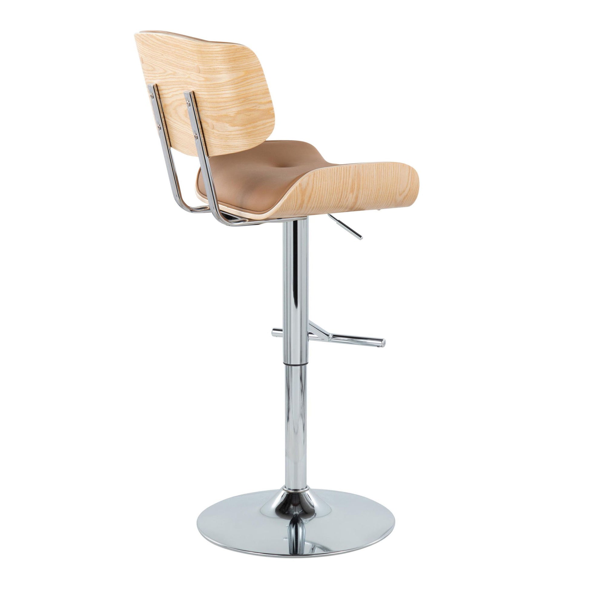 Lombardi - Contemporary Adjustable Barstool With Swivel With Straight T Footrest (Set of 2) Lumi Source