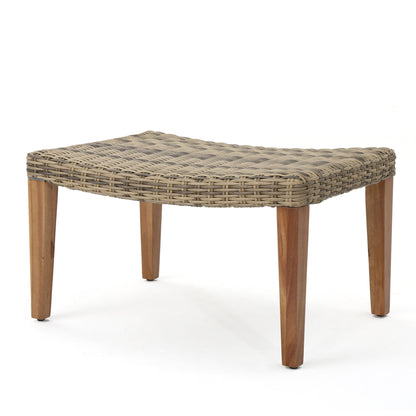 Outdoor Rattan Wicker Ottomans - Gray Noble House
