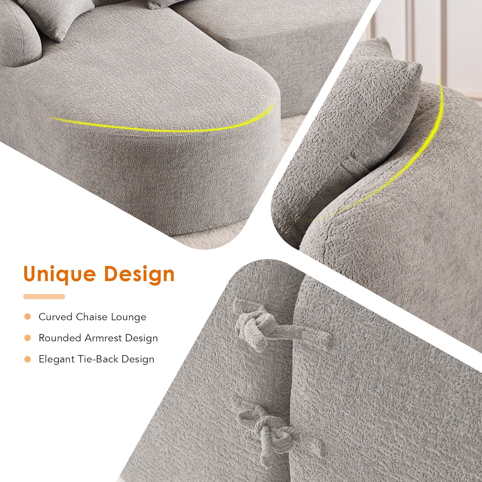 Combined Sofa With 4 Pillows Home Essentials