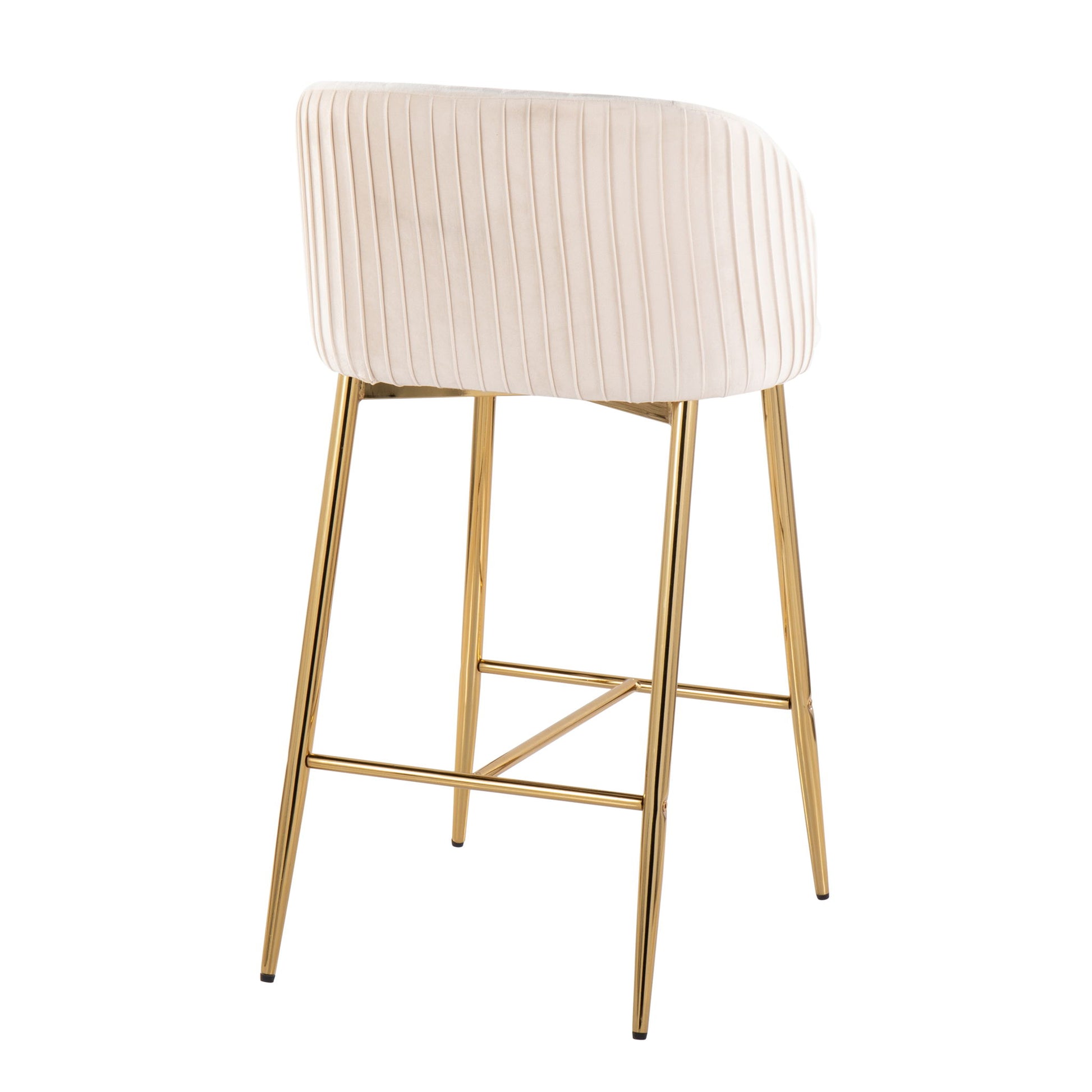 Fran - Pleated Contemporary / Glam Fixed Height Counter Stool (Set of 2) Lumi Source