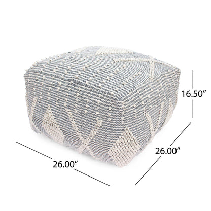 Diamond - Handcrafted Faux Yarn Pouf - Ivory / Gray Home Essentials