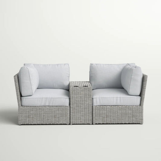 Outdoor Wicker Loveseat With Cushions LSI Patio Furniture