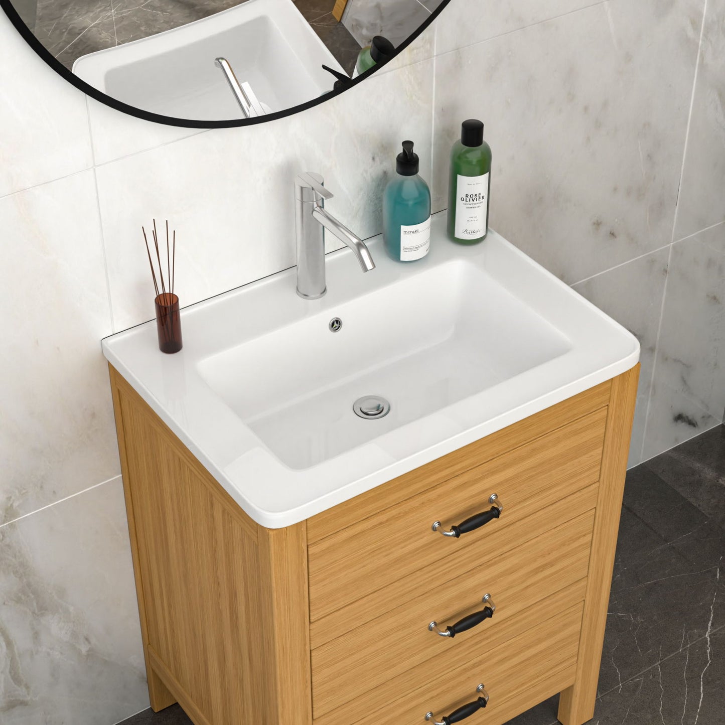Rectangular Single Vanity Top With 1 Faucet Hole And Overflow, 28 X 19" - White Daily Nest