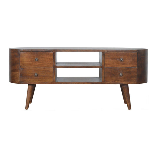 Solid Wood Rounded Entertainment Unit Artisan Furniture