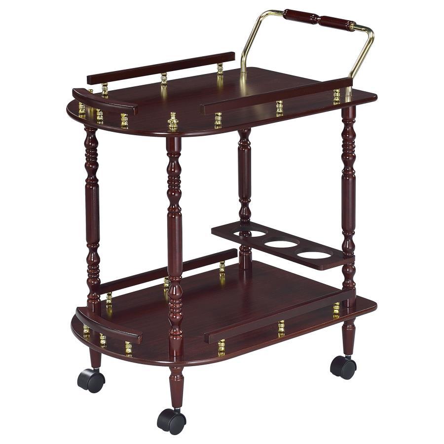 Palmer - 2-Tier Rectangular Wood Bar Cart - Merlot CoasterEveryday