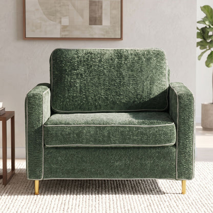 Accent Chair Upholstered Single Sofa With Square Arms, Sewn Pillow Back For Living Room Noble House