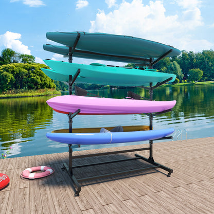 Freestanding Kayak Storage Rack With Lockable Wheels For Kayak, Canoe, Sup & Surfboard Daily Nest