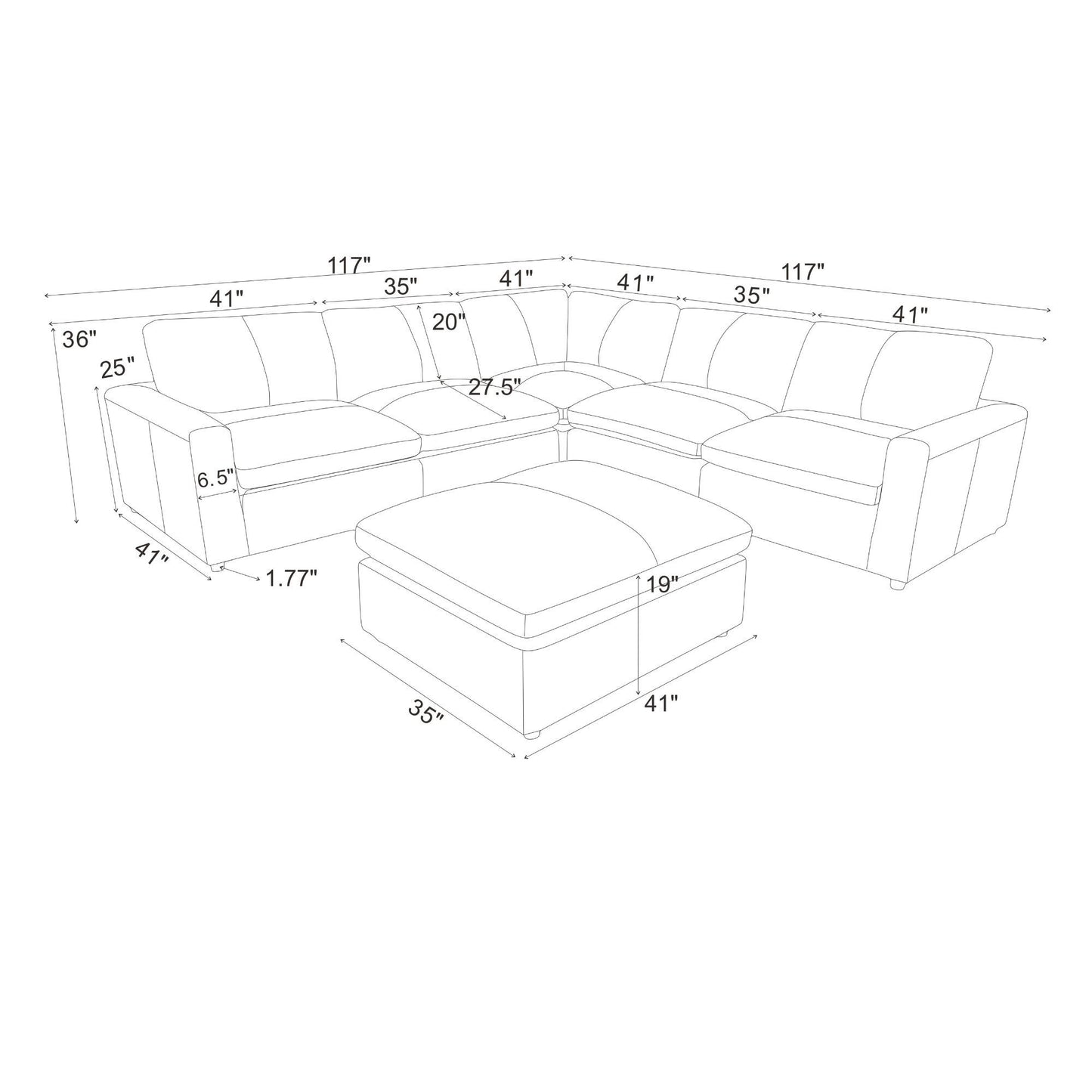 Upholstered Large Seating Modular Sectional Home Essentials
