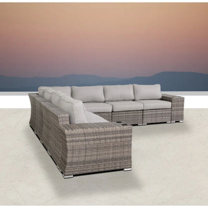 Rattan Sectional Sofa Set With Cushions LSI Patio Furniture